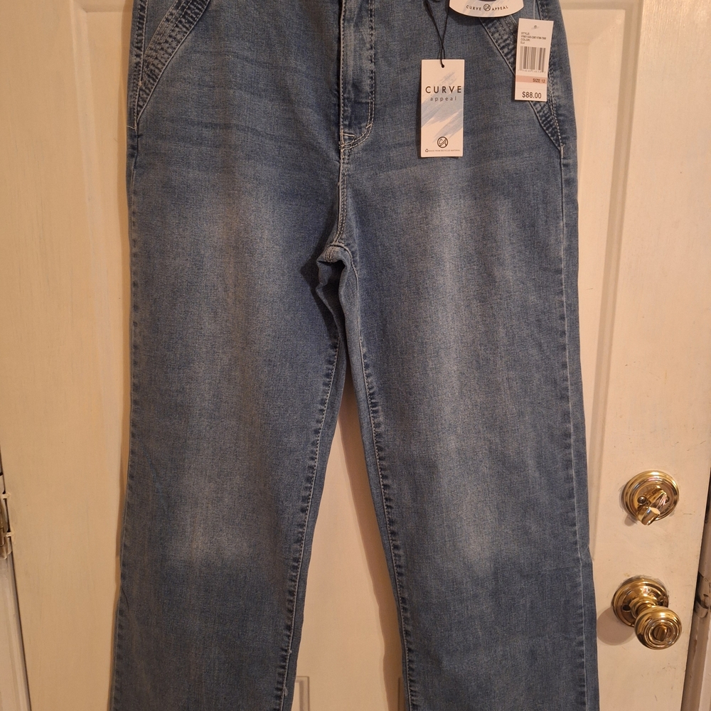 Curve Appeal Women's Wide Leg Blue Jeans